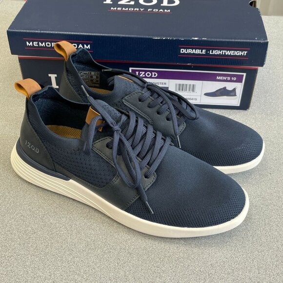NEW Izod Bannister Memory Foam Men's 10  Sneakers Navy Lightweight - Picture 1 of 7